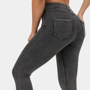 [NEW] Magic High Waisted Back Side Pocket Stretchy Knit Denim Casual Leggings